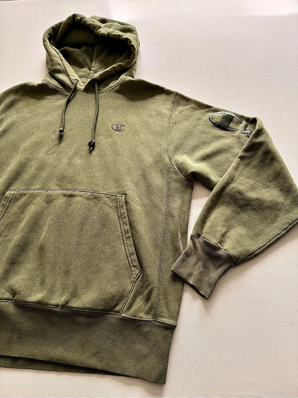 Champion Reverse Weave Green Hoodie Size Medium
